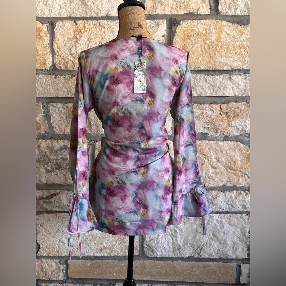 Verona Blue & Purple Bow Tie Blouse - Picture 10 of 16